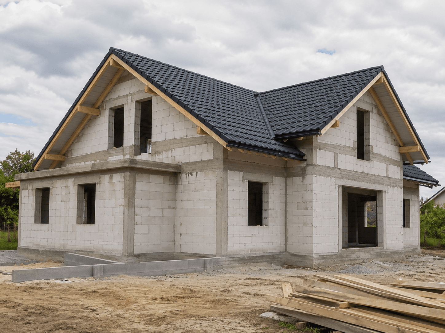 Concrete or Shuttering Block House